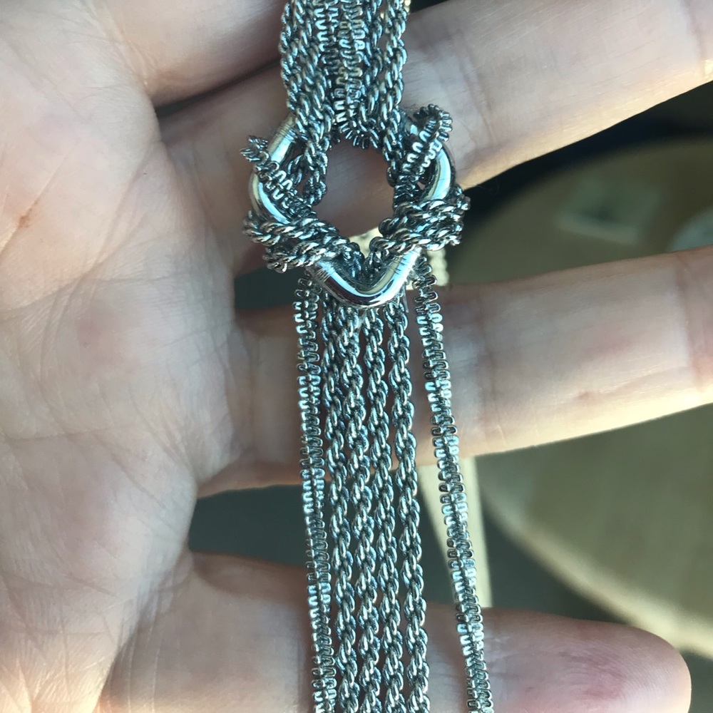 Long silver tone necklace